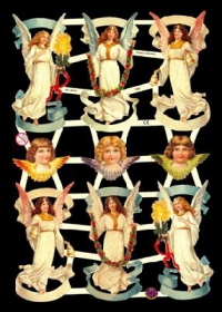 Glanzbilder mit Silber-Glimmer - 6 schwebende Engel & 3 Engelköpfe Glanzbilder mit Silber-Glimmer - 6 schwebende Engel & 3 Engelköpfe