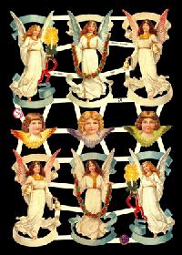 Glanzbilder - 6 schwebende Engel & 3 Engelköpfe Glanzbilder - 6 schwebende Engel & 3 Engelköpfe