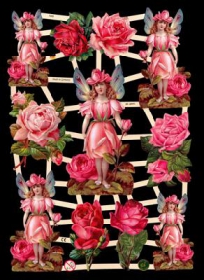 Glanzbilder mit Silber-Glimmer - Elfen, Rosenelfe, Blumenelfe und Rosen