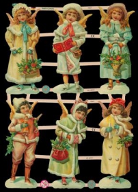 Glanzbilder mit Silber-Glimmer - 6 Schnee-Engel Glanzbilder mit Silber-Glimmer - 6 Schnee-Engel