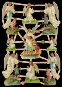 Glanzbilder mit Silber-Glimmer - 9 Schutzengel mit Kinder Glanzbilder mit Silber-Glimmer - 9 Schutzengel mit Kinder