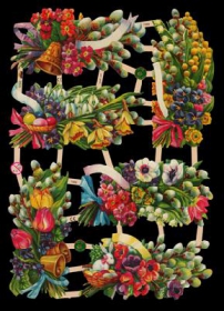 Glanzbilder mit Silber-Glimmer - 6 Bilder mit Frühlingsblumen