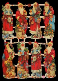 Glanzbilder mit Silber-Glimmer - 8 Weihnachtsmänner Glanzbilder mit Silber-Glimmer - 8 Weihnachtsmänner