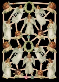 Glanzbilder mit Gold-Glimmer - weiße Engel und Engelköpfe Glanzbilder mit Gold-Glimmer - weiße Engel und Engelköpfe