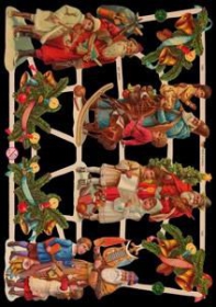 Glanzbilder mit Gold-Glimmer - 4 Weihnachtsmänner mit Kindern Glanzbilder mit Gold-Glimmer - 4 Weihnachtsmänner mit Kindern