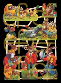 Glanzbilder mit Silber-Glimmer - 7 Osterbilder mit Osterhase