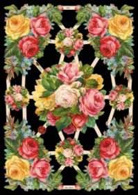 Glanzbilder mit Silber-Glimmer - 9 Motive mit Rosen.
