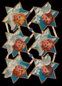 Glanzbilder - 6 Sterne mit Engel Glanzbilder - 6 Sterne mit Engel