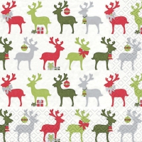 Servietten 33x33 cm - Reindeer rot/grn