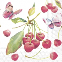 Servietten 25x25 cm - CHERRIES AND BUTTERFLY Servietten 25x25 cm - CHERRIES AND BUTTERFLY