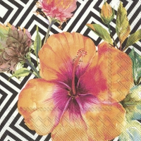 Servietten 33x33 cm - TROPICAL HIBISCUS black