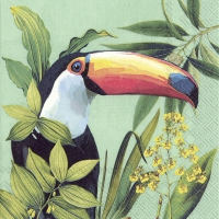 Servietten 33x33 cm - TOUCAN IN PARADISE mint