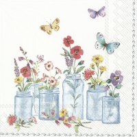Servietten 33x33 cm - SUMMER JARS white