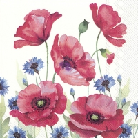 Servietten 33x33 cm - MODERN POPPY white