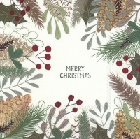 Servietten 33x33 cm - NATURAL MERRY CHRISTMAS Servietten 33x33 cm - NATURAL MERRY CHRISTMAS