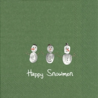 Servietten 33x33 cm - HAPPY SNOWMEN green