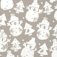 Servietten 33x33 cm - SNOWMAN STAMP linen