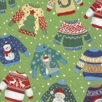 Servietten 33x33 cm - UGLY SWEATER green