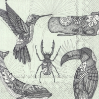 Servietten 33x33 cm - TATTOO ANIMALS grey Servietten 33x33 cm - TATTOO ANIMALS grey