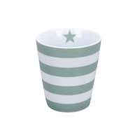 Porzellan-Becher -  Stripes  Dusty Green
