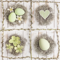 Servietten 33x33 cm - Pastel Green Easter Collage