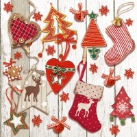 Servietten 33x33 cm - X-mas Tags