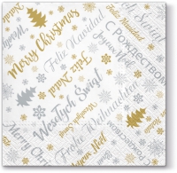 Servietten 33x33 cm - Xmas Wishes (silver)