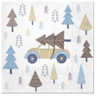 Servietten 33x33 cm - Christmas Car blue