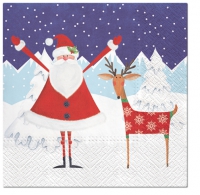 Servietten 33x33 cm - Santa with Deer