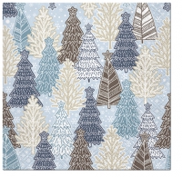 Servietten 33x33 cm - Glittery Spruces (blue)