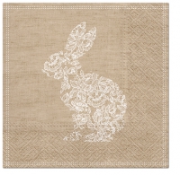 Servietten 33x33 cm - Lace Bunny brown