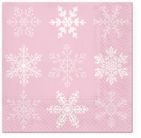 Servietten 33x33 cm - Big Snowflakes pink