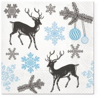 Servietten 33x33 cm - Winter Stags blue