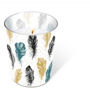 Glaskerze - Coloured feathers Glaskerze - Coloured feathers