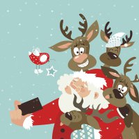 Servietten 33x33 cm - Selfie Santa