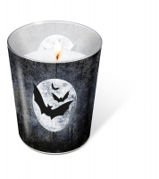 Glaskerze - Moon and Bats