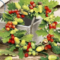 Servietten 33x33 cm - Oak wreath