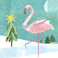 Servietten 33x33 cm - Winter flamingo