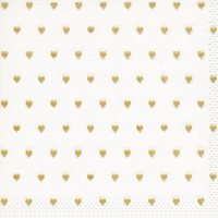 Servietten 33x33 cm - Moments Petits coeurs gold