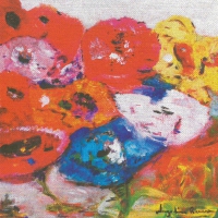 Servietten 33x33 cm - Flowers on canvas