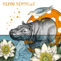 Servietten 33x33 cm - Hippo Birthday