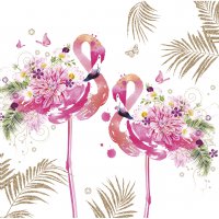 Servietten 33x33 cm - Floral Flamingos
