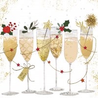Servietten 33x33 cm - Champagne Glasses