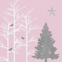 Servietten 33x33 cm - Mystic Tree silver rosé