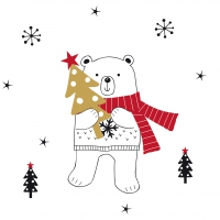 Servietten 33x33 cm - X-Mas Bear
