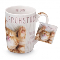Porzellan-Tasse - Katerfrühstück