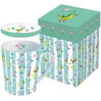 Tasse mit Deckel - Birds Twitters