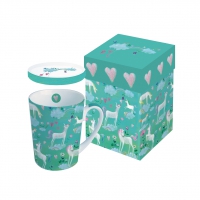 Tasse mit Deckel - White Unicorns
