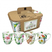 Porzellan-Henkelbecher - Tropical Set of 4