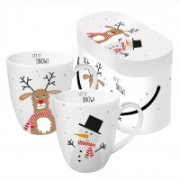 Porzellan-Henkelbecher - Snow Friends